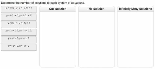 Determine the number of solutions to each system of equations