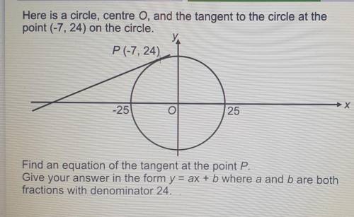 Please help. Need to find the equation of the tangent at point P. Give your answer in the form y=ax