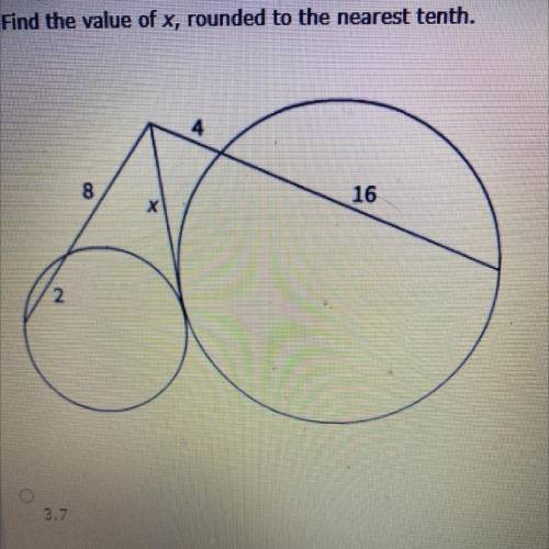 1.
Find the value of x, rounded to the nearest tenth.