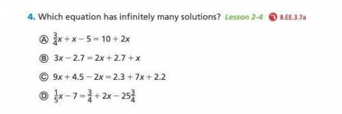 Which equation has infinitely many solutions?