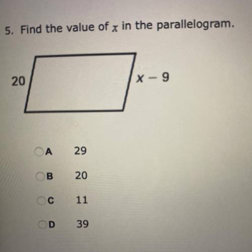 Find the value of x in the parallelogram?
