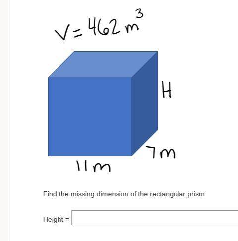 Find the missing dimension of the rectangular prism Height.