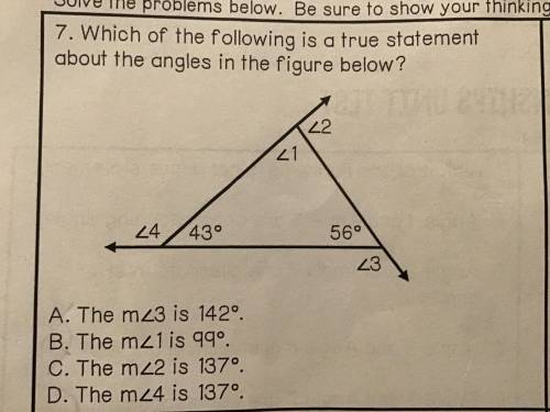 Which of the following is a true statement about the angles in the figure below?

(If you can answ