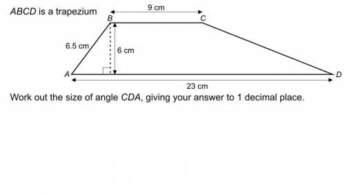 Work out the size of angle CDA, giving your answer to 1 decimal place