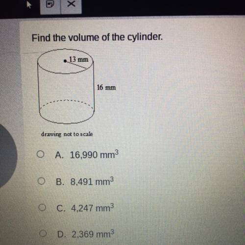 Find the volume of the cylinder.
13 radius 16 height