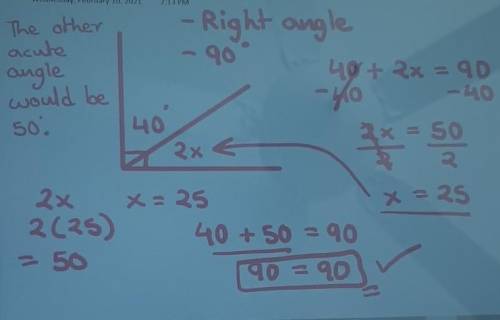 What is the measure of angle x? A. 10B. 18C. 20D. 25​