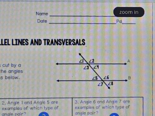 Angle 6 and 7 are examples of which type of angle pair