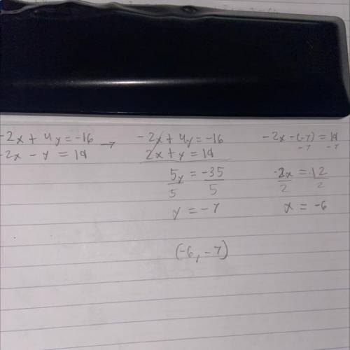 Solve using elimination-2x+4y=-16-2x-y=19​