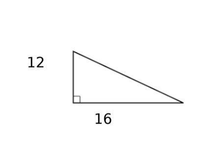 What is the angle of this triangle? 
Formula: A^2 + B^2 = C^2
Angles: 12 and 16