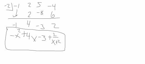 How do I divide -x^3 + 2x^2 + 5x -4 by x+2 using synthetic division?
