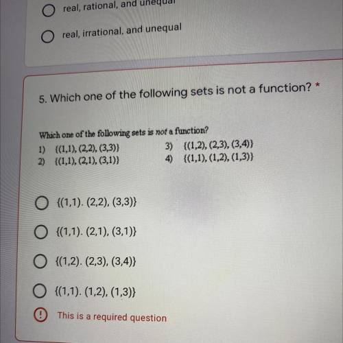 Which one of the following sets is not a function? *