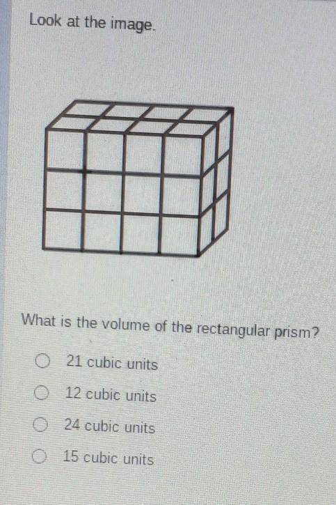 Plz help will mark brainliest if correct answer

what is the volume of the rectangular prismA= 21
