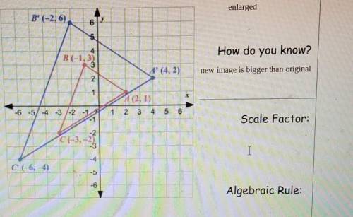 what is the scale factor and the algebraic rule for this dilation and don't more the how do you kno