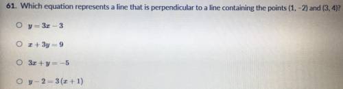 Which equation represents a line that is perpendicular to a line containing the points (1,-2) and (