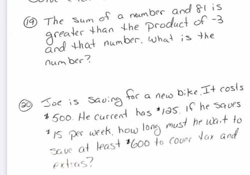 Solve these 2 word problems please (with work) for BRAINLIEST AND EXTRA POINTS IF CORRECT
