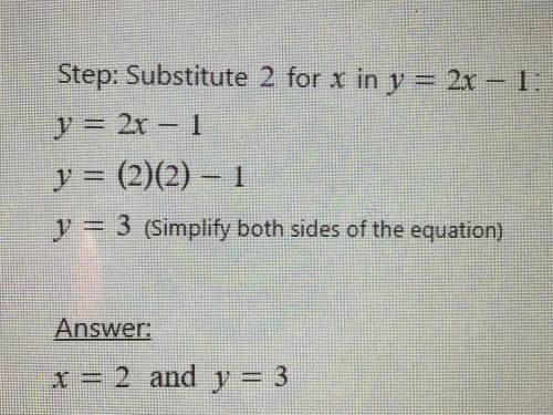Solve it step by step using substitution. 
y = 2x - 1 
y = 5x - 7