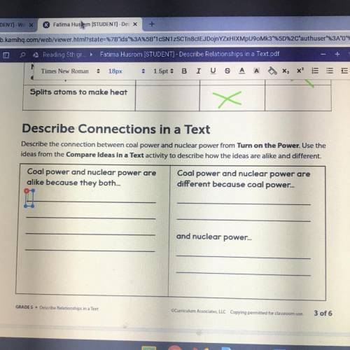 Describe Connections in a Text

Describe the connection between coal power and nuclear power from