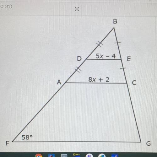 Given that the image below is not drawn to

scale, approximately how many times would
triangle DBE