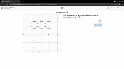 Write an equation for a circle that follows the same pattern as the other circles.