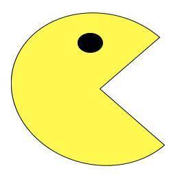 The radius of this PAC-Man is 12in long.

Part 1: Find the area of the PAC-Man, which is a three-f