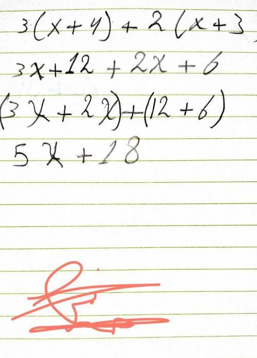 Expand and simplify 3(x+4)+2(x+3)​