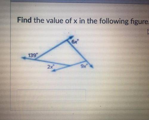 Find the value of x in the following figure