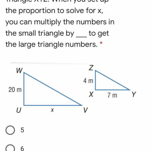 Triangle UVW is similar to Triangle XYZ. When you set up the proportion to solve for x, you can mul