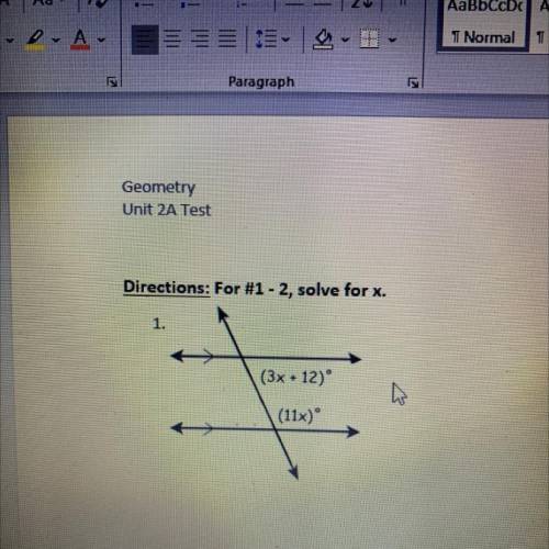 1.
(3x + 12)
(11x)
This is geometry could plz help me
