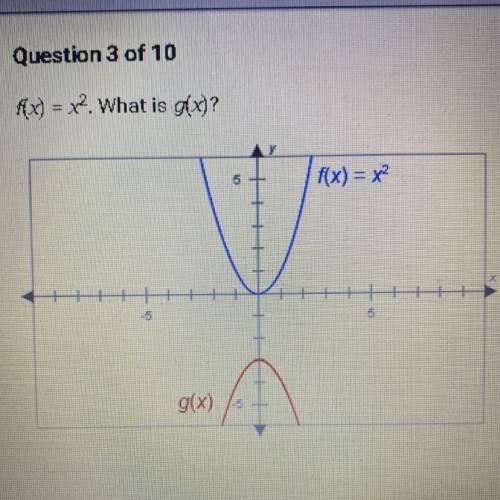 f(x)=x^2. what is g(x)? A. g(x)=-x^2-3 B. g(x)=-3x^2 C. g(x)=x^2-3 D. g(x)=-x^2