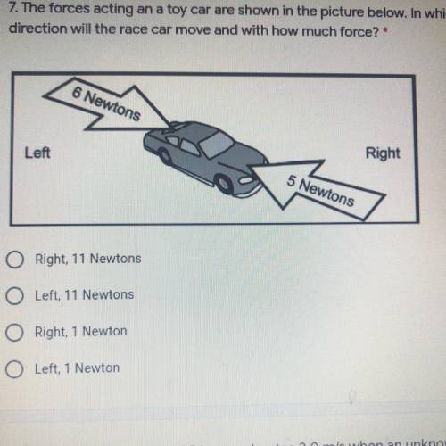 The forces acting on toy car sun in the picture below in which direction will the race car move and
