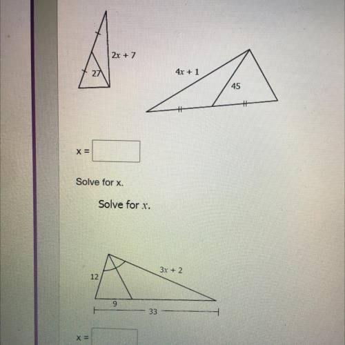 The triangle shown below are similar. Solve for x. ￼