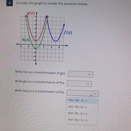 H(x) for f(x) ((the third question and drop down answers))