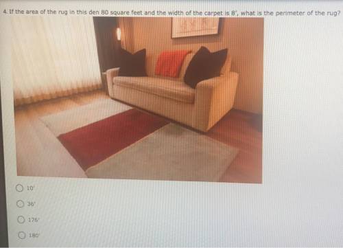 If the area of the rug in this den 80 square feet and the width of the carpet is 8’,what is the per