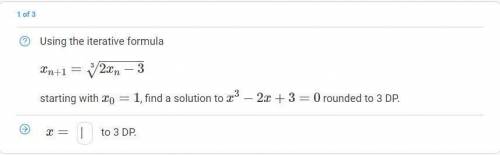 Please help me answer this question on iterative formula