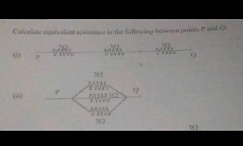 Calculate equivalent resistance in the following between points P and Q​