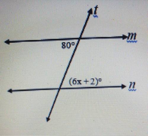 Given m ll n, determine the value of x in the figure below​