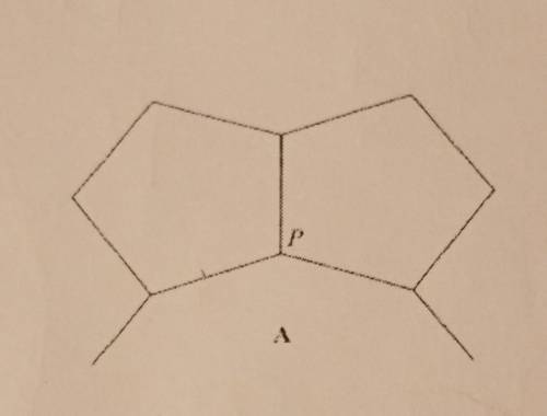 The diagram shows two congruent regular pentagons and part of a regular n-sided polygon A. Two side