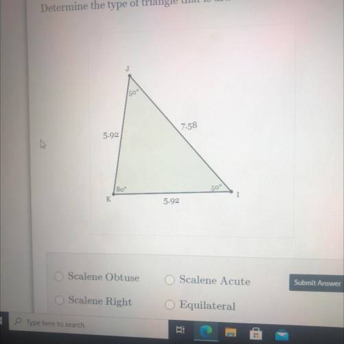 Determine the type of triangle that is drawn