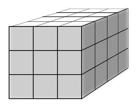 This right rectangular prism is filled with 1/3-foot unit cubes.

 
What are the actual dimensions