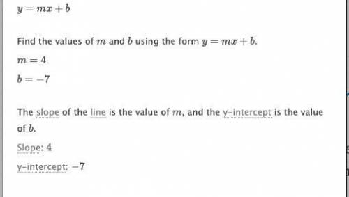 What is the y-intercept for y = 4x + 7