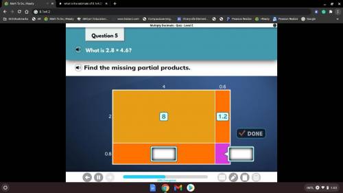 Find the missing partial products to 2.8x4.6.