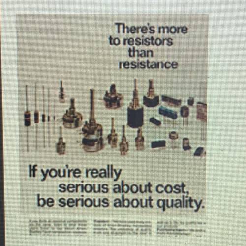 100 Points!

 Look at the advertisement
“There's more to resistors
than resistance.
If you're real