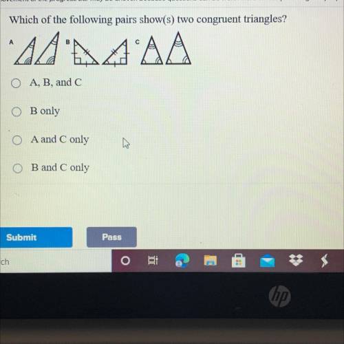Which of the following pairs show(s) two congruent triangles?