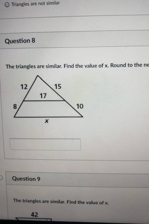 Triangles are similar Find the value of x.Please i need help Thank you in advanced ​