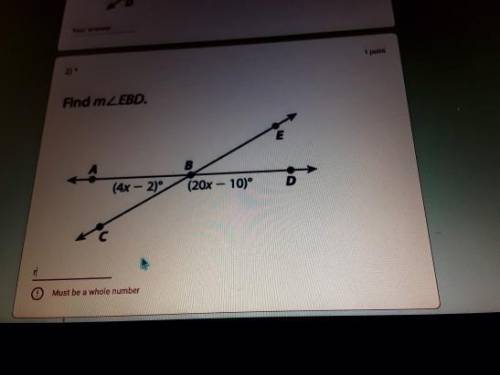 Find m∠EBD 
Please help lol, my friend is counting on me to get an answer.