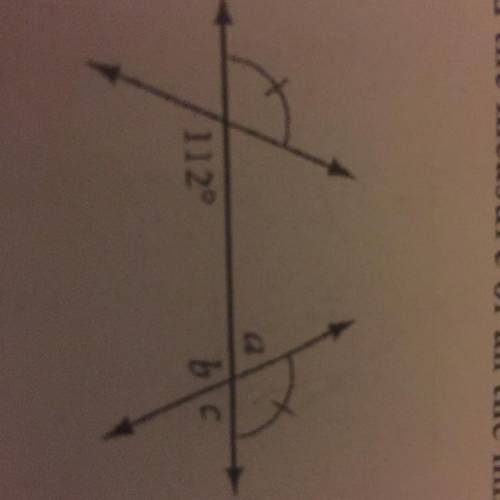 Find angles a, b and c? 
Please help.