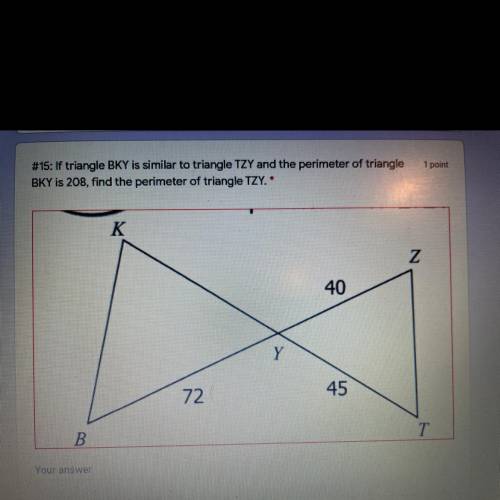 Find the perimeter of the triangle TZY: