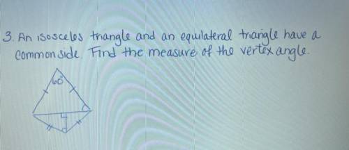 Can someone please help?? what’s the measure of the vertex angle
