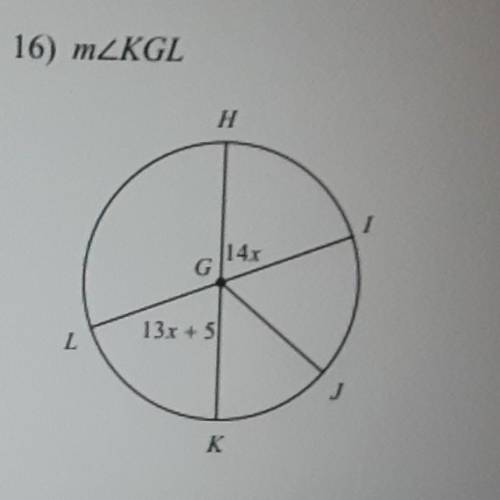 Find the measure of the arc or central angle indicated. Assume that lines which appear to be diamet