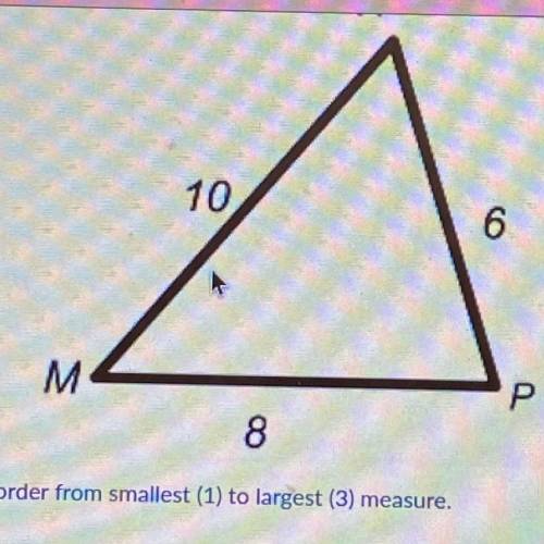 List the angles of the triangle in order from smallest to largest